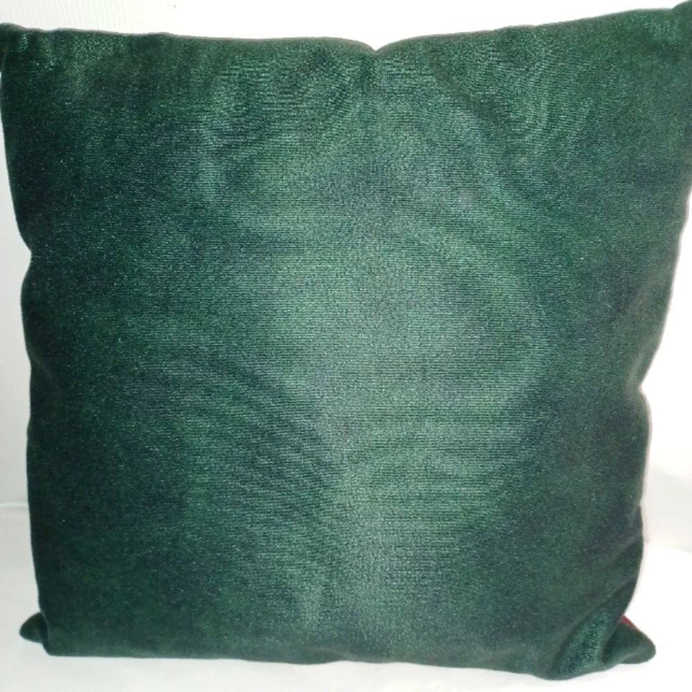 Vintage Tapestry Festive Holiday Wreath Throw Pillow - Green and Red Christmas
